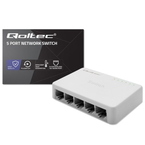 SWITCH przełącznik sieciowy 5 x port RJ45 | 1000Mbps | Fast Ethernet | LAN Qoltec