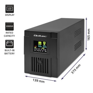 Zasilacz awaryjny UPS | Monolith | 2000VA | 1200W | LCD | USB Qoltec