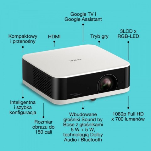 Projektor mini laser EF-61W FHD/700L/5m:1/1.6kg biały Epson