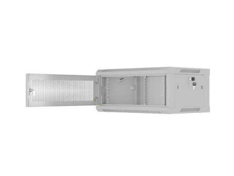 Szafa instalacyjna rack wisząca 19 cali 4U 600x450 drzwi perforowane (flat pack) szara Lanberg