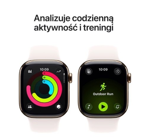 Watch Series 11 GPS + Cellular koperta 42 mm z tytanu w kolorze złotym, pasek sportowy w kolorze łagodnego różu - rozmiar M/L Apple