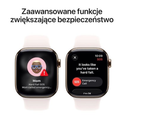 Watch Series 11 GPS + Cellular koperta 42 mm z tytanu w kolorze złotym, pasek sportowy w kolorze łagodnego różu - rozmiar M/L Apple