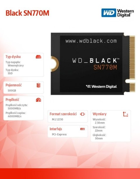Dysk SSD Black 500GB SN770M M2 2230 Western Digital