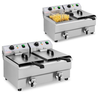 Frytownica podwójna gastronomiczna elektryczna z kranem 230 V 2 x 3000W 2 x 10 L Royal Catering