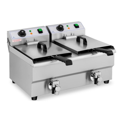 Frytownica podwójna gastronomiczna elektryczna z kranem 230 V 2 x 3000W 2 x 10 L Royal Catering
