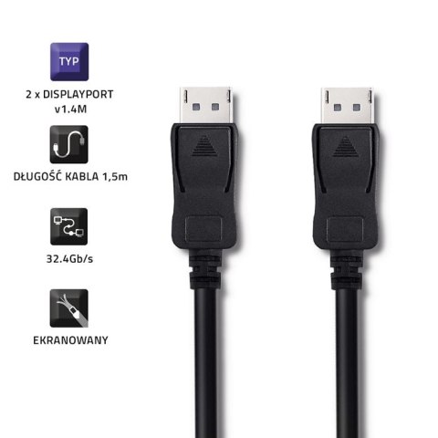 Kabel DisplayPort v1.4 Męski - DisplayPort v1.4 Męski 1.5m Qoltec