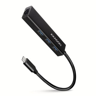 HMC-GL3A Wieloportowy hub USB 4in1, 5Gbps, 3x USB-A + GLAN, 20cm USB-C kabel AXAGON