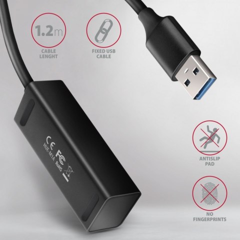 HUE-M1AL Hub 4-portowy Mini metalowy USB 3.2 Gen 1, 1.2m USB-A kabel AXAGON