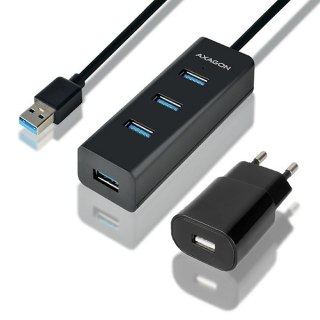 HUE-S2BP Hub 4-portowy USB 3.2 Gen 1 charging hub 1.2m kabel, AC adapter AXAGON