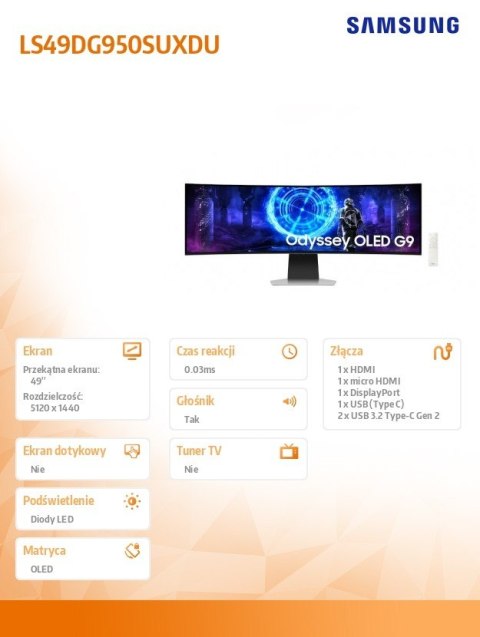 Monitor gamingowy Odyssey 49 cali LS49DG950SUXDU Samsung