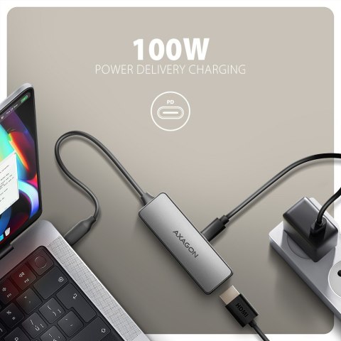 RVC-HI8KPD Adapter aktywny USB-C -> HDMI 8K/60Hz, Aluminum, PD100W, 16cm kabel AXAGON