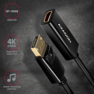 RVD-HI14N Adapter aktywny Displayport -> HDMI 1,4, 4K/30Hz, kabel 18cm AXAGON