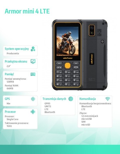 Telefon Armor Mini 4 LTE czarny ULEFONE