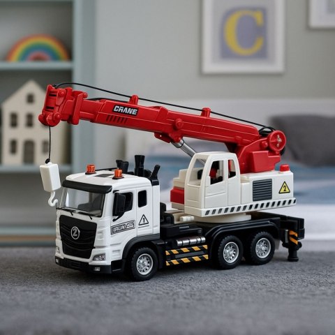 Ciężarówka Z Dźwigiem Metalowa Kabina Regulowany Wysięgnik Światła Dźwięki LEAN Toys