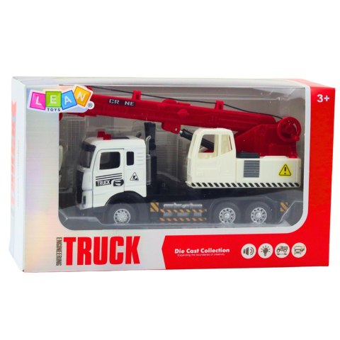 Ciężarówka Z Dźwigiem Metalowa Kabina Regulowany Wysięgnik Światła Dźwięki LEAN Toys