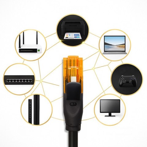Kabel patchcord UTP | kat.6 | 2 x RJ-45 | High speed 1Gb/s | Pozłacane styki | 20m | Czarny Qoltec