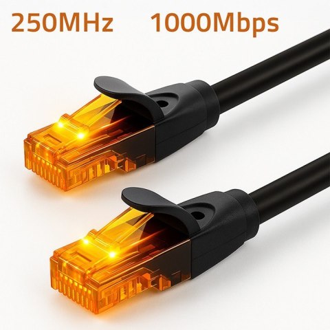 Kabel patchcord UTP | kat.6 | 2 x RJ-45 | High speed 1Gb/s | Pozłacane styki | 30m | Czarny Qoltec