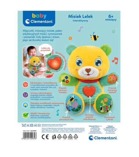 Kolorowy Interaktywny Misiek Lelek Język Polski Clementoni 50939 Clementoni