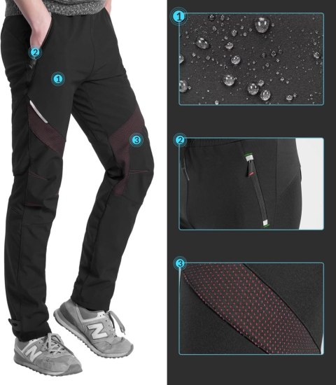 Spodnie sportowe wiatroszczelne Patrol kolarskie rowerowe trekingowe rozmiar M - czarne ROCKBROS
