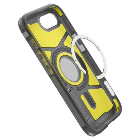 Etui plecki na iPhone 16e z podstawką Tough Armor MagSafe - przezroczysto-szare SPIGEN