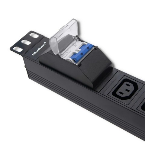 Listwa zasilająca do Rack 19cali | circuit breaker | 1U | 10A | PDU | 8xIEC C13 | 2m Qoltec