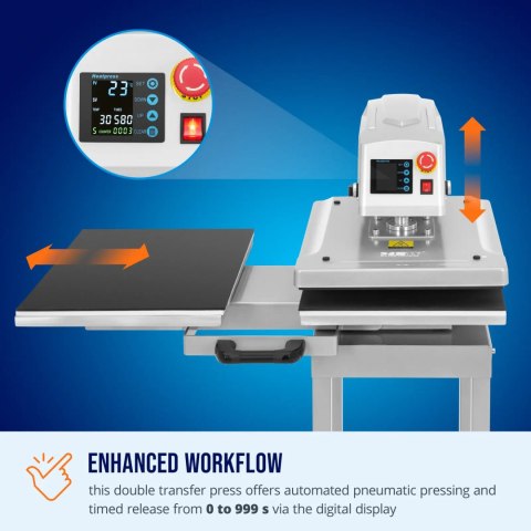 Prasa termotransferowa pneumatyczna podwójna 40 x 50 cm MSW