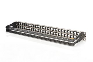 Modułowy panel krosowy (patch panel) o dużej gęstości połączeń, 19" 48x keystone, ekranowany, 1U, Czarny Digitus
