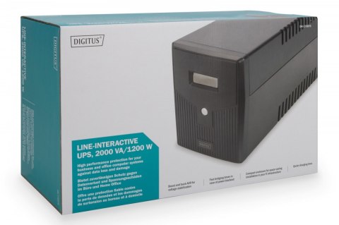 Zasilacz awaryjny UPS Line-Ineractive LCD, 2000VA/1200W, 2x12V/9Ah, AVR, 4xSCHUKO, USB, RS232, RJ45 Digitus