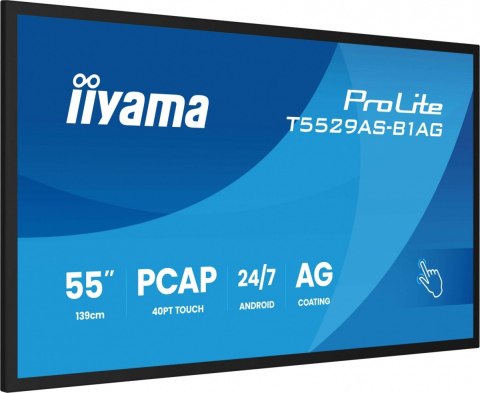 Monitor 55 cali T5529AS-B1AG VA,4K,HDMIx2,USB-C,RJ45,2x10W,WiFi, Android 14, Signal FailOver, Whiteboard, iiSignage2 (CMS),  IIYAMA