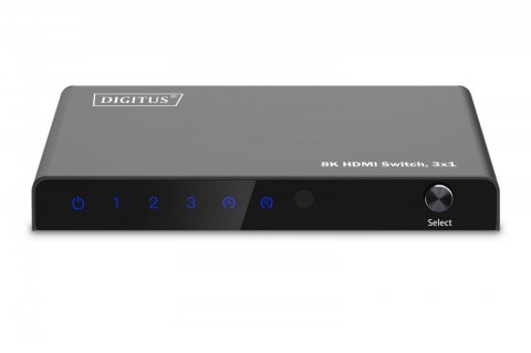 Przełącznik/Switch 8K HDMI 3x1, 60Hz (4:4:4), HDR, HDCP 2.3, pilot, Czarny Digitus