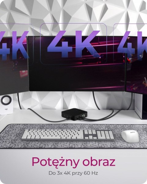 Stacja dokująca IB-DK4090-C 12w1, 3x HDMI,LAN,USB, PD do 100W IcyBox
