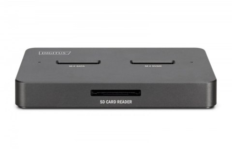 Stacja dokująca USB-C 3.2 Gen2 dla dysków SSD M.2 Duo NVMe oraz SATA (max. 2x 4 TB) z czytnikiem kart SD-Express 7.1 (max. 2 TB) Digitus