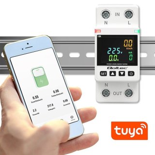 Jednofazowy elektroniczny licznik | miernik zużycia energii | DIN35 | zdalne sterowanie | historia pomiaru | WiFi | TUYA | Smart Qoltec