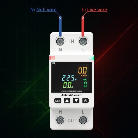 Jednofazowy elektroniczny licznik | miernik zużycia energii | DIN35 | zdalne sterowanie | historia pomiaru | WiFi | TUYA | Smart Qoltec