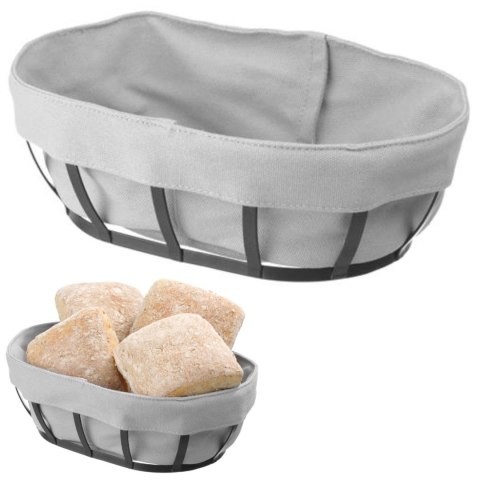 Koszyk pojemnik na pieczywo z szarym workiem owalny - Hendi 427125 Hendi