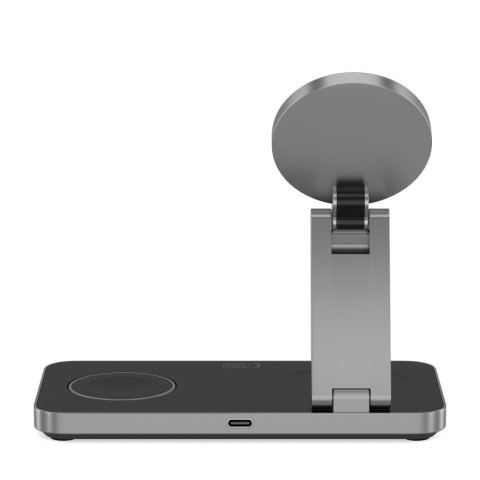 Ładowarka indukcyjna 3w1 do smartfona smartwatcha słuchawek z kablem USB-C - czarna Tech-Protect
