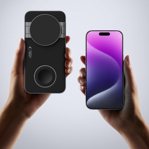Ładowarka indukcyjna 3w1 do smartfona smartwatcha słuchawek z kablem USB-C - czarna Tech-Protect