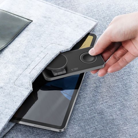 Ładowarka indukcyjna 3w1 do smartfona smartwatcha słuchawek z kablem USB-C - czarna Tech-Protect