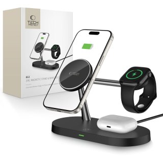 Ładowarka indukcyjna 3w1 na smartfon słuchawki smartwatch z MagSafe - czarna Tech-Protect