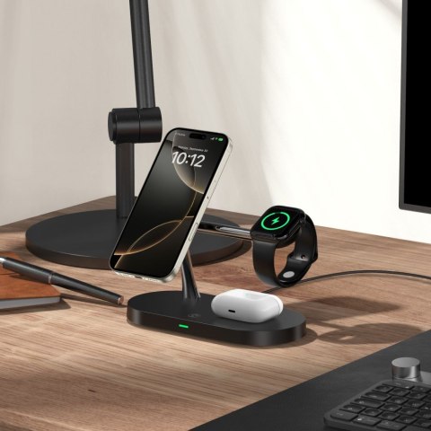 Ładowarka indukcyjna 3w1 na smartfon słuchawki smartwatch z MagSafe - czarna Tech-Protect