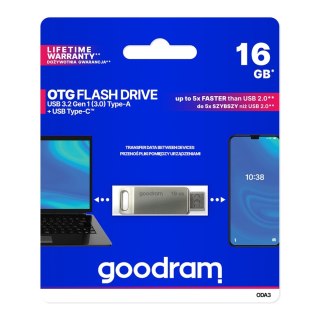 Pendrive pamięć Goodram 16GB USB 3.2 Gen 1 USB / USB-C OTG ODA3 srebrny Goodram