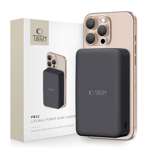 Powerbank 20000mAh z MagSafe kablem USB-C 30 cm - czarny Tech-Protect