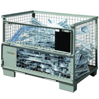 Skrzyniopaleta metalowa siatkowa EPAL ze ścianką składaną MEVA