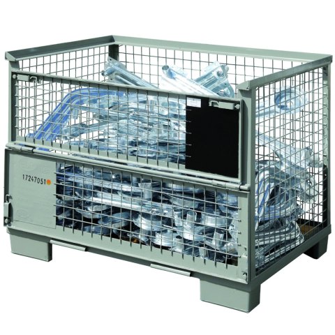 Skrzyniopaleta metalowa siatkowa EPAL ze ścianką składaną MEVA