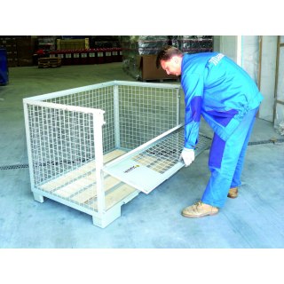 Skrzyniopaleta metalowa siatkowa EPAL ze ścianką składaną MEVA