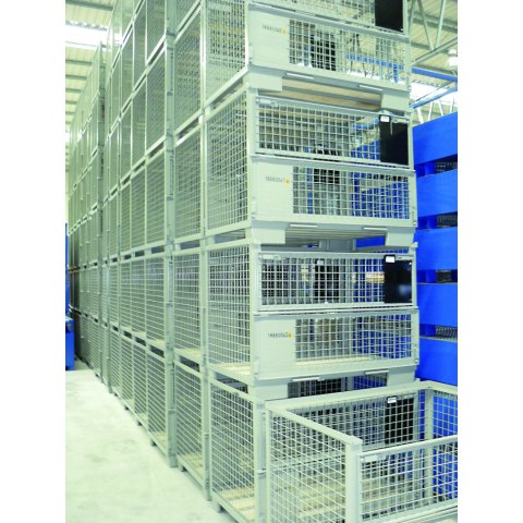 Skrzyniopaleta metalowa siatkowa EPAL ze ścianką składaną MEVA