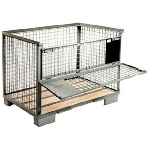 Skrzyniopaleta metalowa siatkowa EPAL ze ścianką składaną MEVA