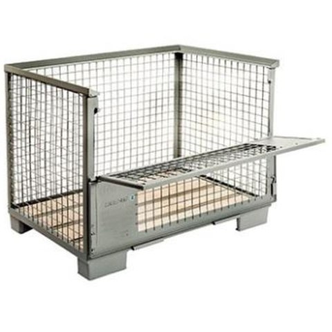 Skrzyniopaleta metalowa siatkowa EPAL ze ścianką składaną MEVA