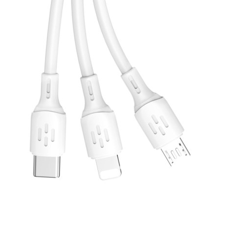 3w1 Kabel przewód USB-A do USB-C micro USB iPhone Lightning 480Mb/s 1.2m biały DUDAO