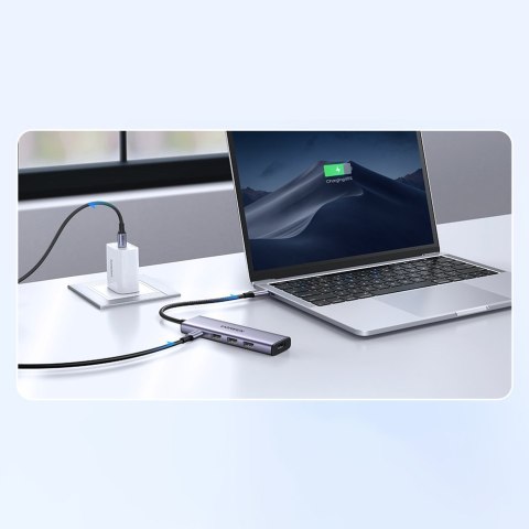 5w1 Wielofunkcyjny HUB adapter USB-C 3x USB-A HDMI 4K PD 100W szary UGREEN